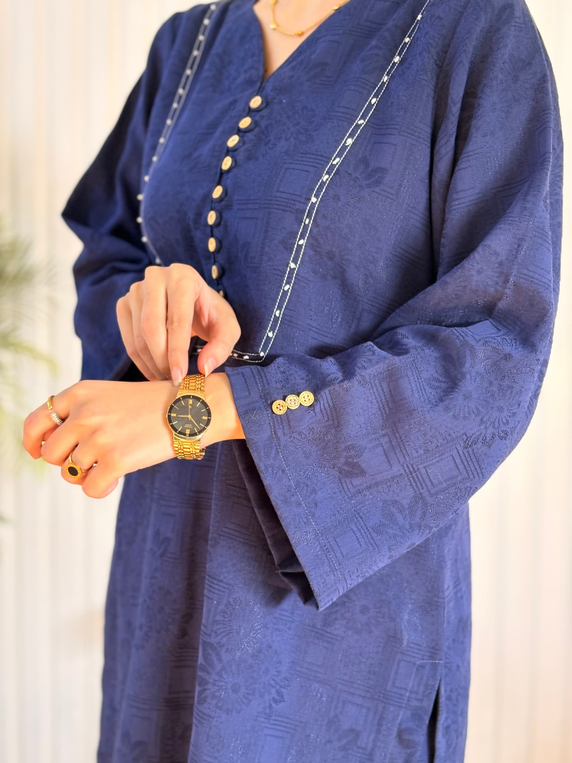 Navy Blue Textured Co-Ord - Image 4